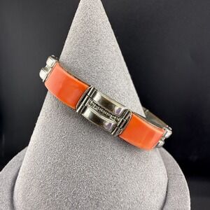 Vintage Czech Bracelet Red Orange Glass? 6.5"